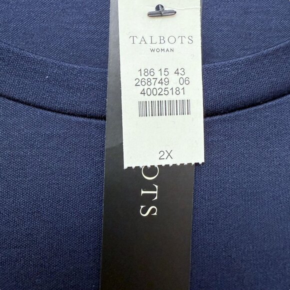 Talbots Womens Top Plus Size 2X Navy Blue Tee Preppy Supima Cotton Modal Tee NWT - Picture 4 of 10
